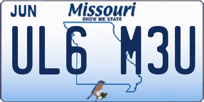 MO license plate UL6M3U