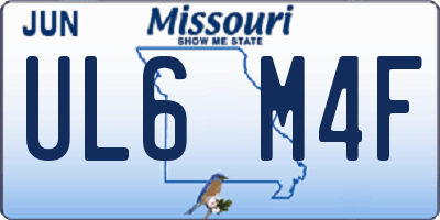 MO license plate UL6M4F