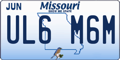 MO license plate UL6M6M