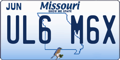MO license plate UL6M6X