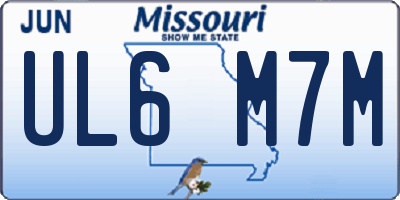 MO license plate UL6M7M