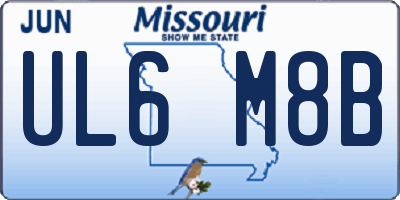 MO license plate UL6M8B