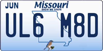 MO license plate UL6M8D