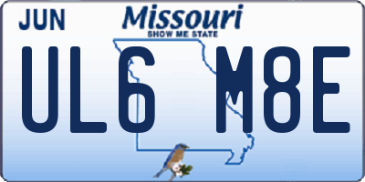 MO license plate UL6M8E