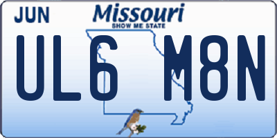 MO license plate UL6M8N