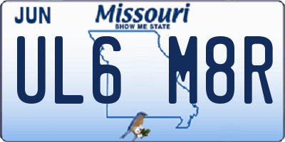 MO license plate UL6M8R