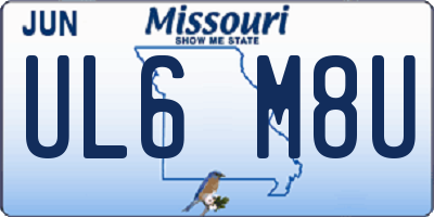 MO license plate UL6M8U