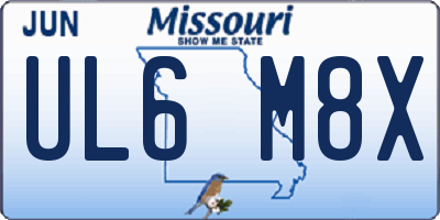 MO license plate UL6M8X