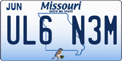 MO license plate UL6N3M
