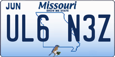 MO license plate UL6N3Z