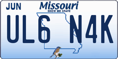 MO license plate UL6N4K