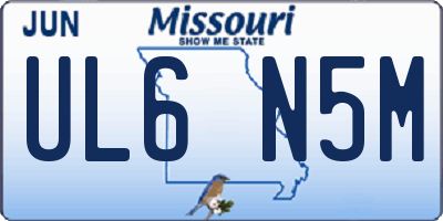 MO license plate UL6N5M