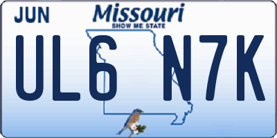 MO license plate UL6N7K