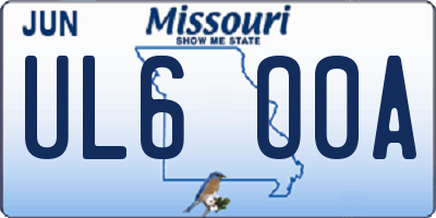 MO license plate UL6O0A