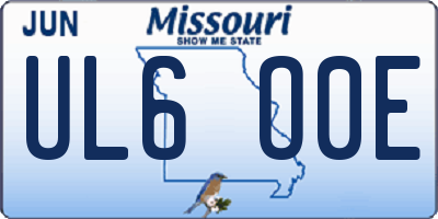 MO license plate UL6O0E