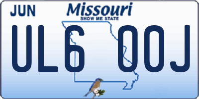MO license plate UL6O0J