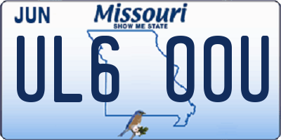 MO license plate UL6O0U