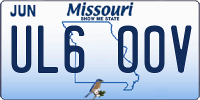 MO license plate UL6O0V