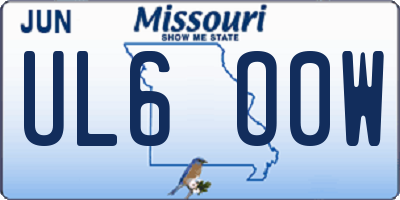 MO license plate UL6O0W