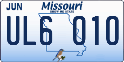 MO license plate UL6O1O