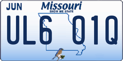 MO license plate UL6O1Q