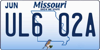 MO license plate UL6O2A