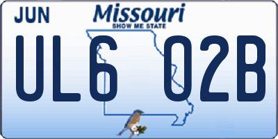 MO license plate UL6O2B