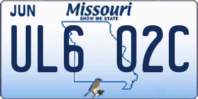MO license plate UL6O2C