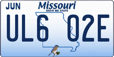 MO license plate UL6O2E