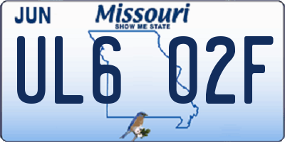 MO license plate UL6O2F