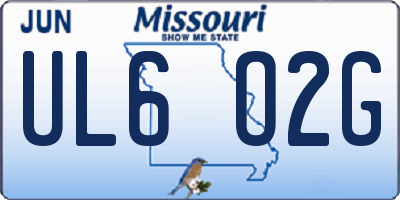 MO license plate UL6O2G