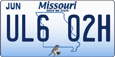 MO license plate UL6O2H