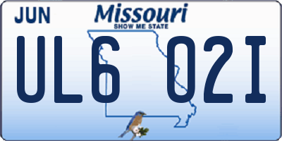 MO license plate UL6O2I