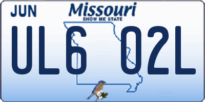 MO license plate UL6O2L