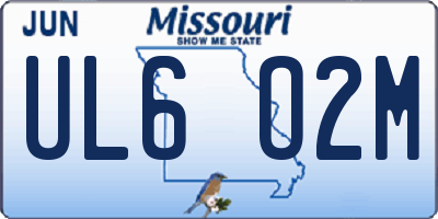 MO license plate UL6O2M