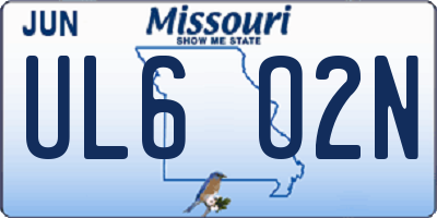 MO license plate UL6O2N