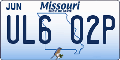 MO license plate UL6O2P