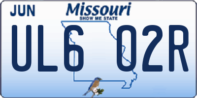 MO license plate UL6O2R