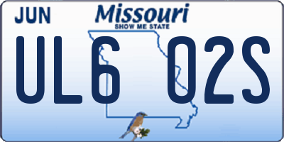 MO license plate UL6O2S