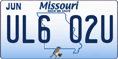 MO license plate UL6O2U