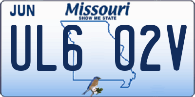 MO license plate UL6O2V