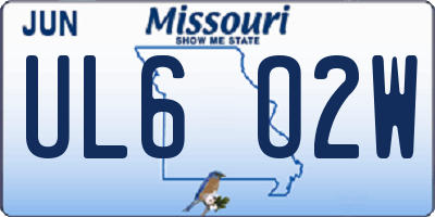 MO license plate UL6O2W