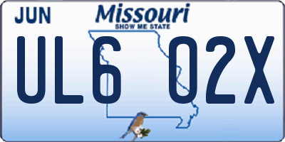 MO license plate UL6O2X