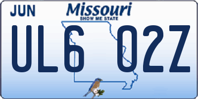 MO license plate UL6O2Z