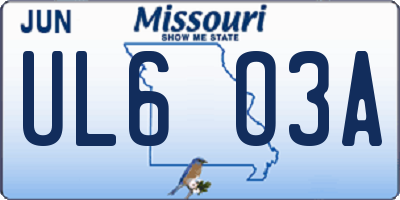 MO license plate UL6O3A
