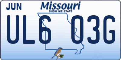 MO license plate UL6O3G