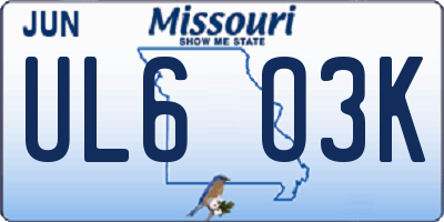 MO license plate UL6O3K