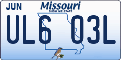 MO license plate UL6O3L