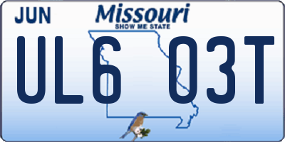 MO license plate UL6O3T