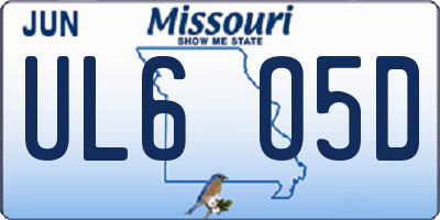 MO license plate UL6O5D